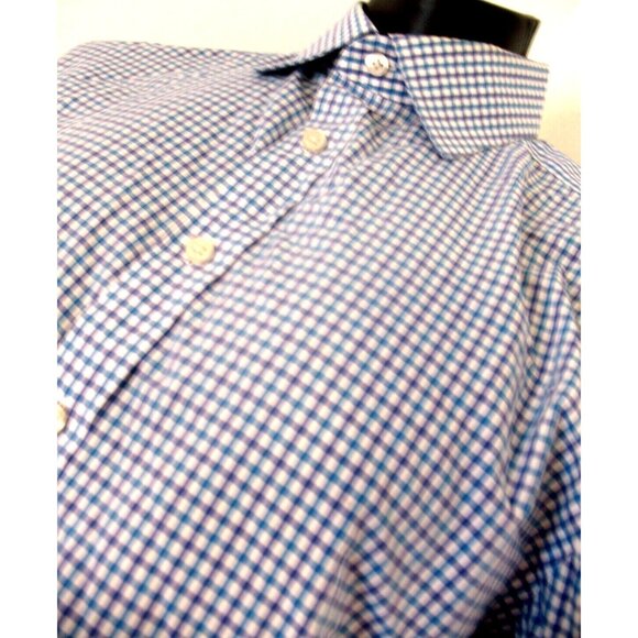 Charles Tyrwhitt Shirt Men large16.5/33 Blue ExtraSlim plaid Long Sleeve Button - Picture 6 of 12